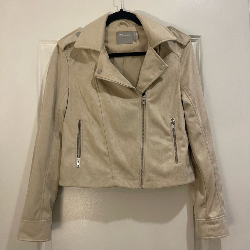 SIZE 4 | Women's Cream Suede Biker Jacket